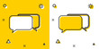 Black Chat icon isolated on yellow and white background. Speech bubbles symbol. Random dynamic shapes. Vector Illustration