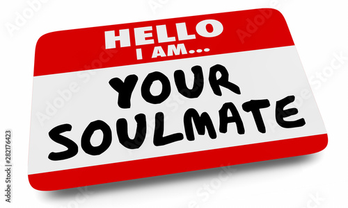 Fotomural Your Soulmate Nametag Sticker Love Romance Dating 3d Illustration