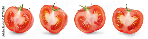 Fotografía A half of ripe fresh tomatoe isolated on white background