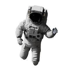 Wall Mural - astronaut performing space walk, isolated on white background