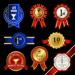 seal ribbon rosette badge vintage trophy medal winner tag