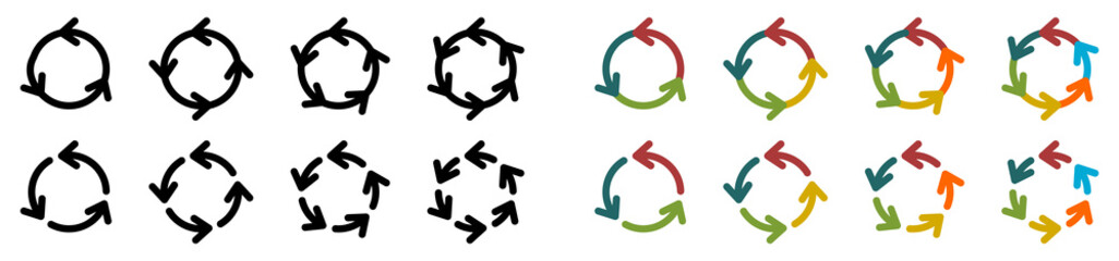 Sticker - Arrows forming circle, version with three four five and six parts