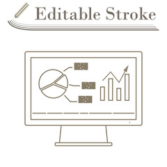 Sticker - Monitor With Analytics Diagram Icon