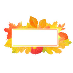 Wall Mural - Colorful autumn frame in beautiful style isolated on white. 