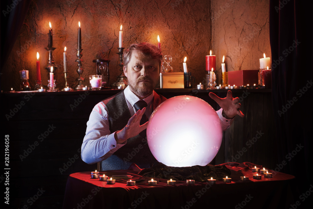 Photo Art Print Man Fortune Teller With Illuminated
