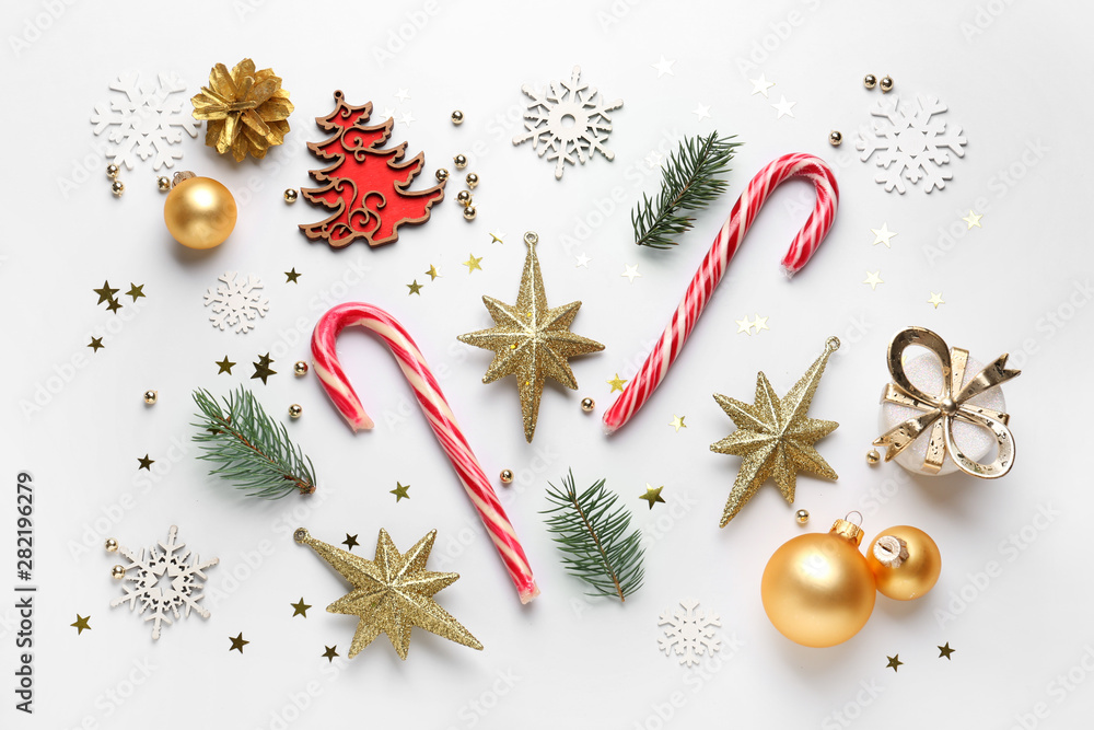 Beautiful Christmas composition on white background