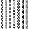 Vector illustration of chain pattern set of braided ropes in black and white color