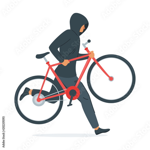 Cuadros en Lienzo Criminal stealing bicycle vector illustration