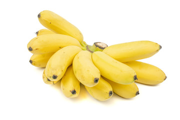 Wall Mural - Bunch of cultivated banana (Kluai Namwa) (Musa sapientum Linn.) isolated on white background, High nutrition fruits