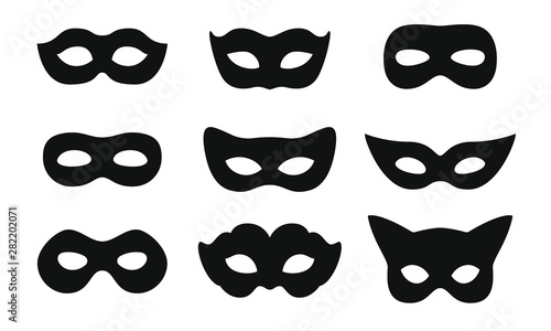 Cuadros en Lienzo Black mask vector icon collection