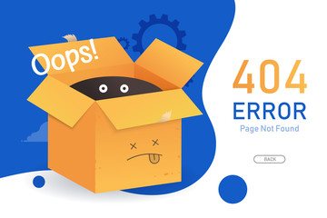 Wall Mural - 404 error page not found vector with box graphic design template for website background graphic