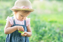Little Farmer Child - Lovely Girl With Picked Vegetables