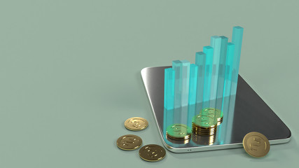 tablet  and chart 3d rendering for business content..