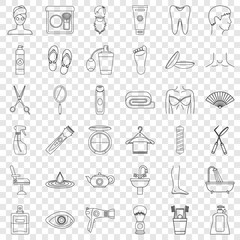 Wall Mural - Cleaning icons set. Outline style of 36 cleaning vector icons for web for any design