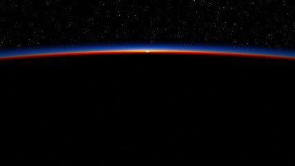 Wall Mural - 4k. sunrise over a big hurricane. view of planet earth from space. ultra high definition. 3840x2160.
