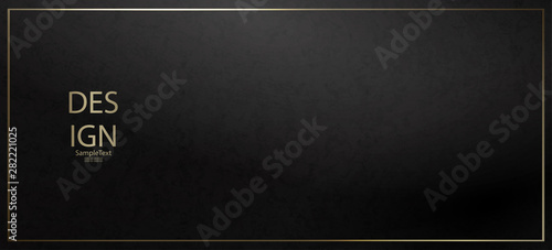 Fotografía Abstract textured black marble design with a gold rim