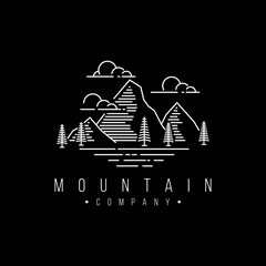 mountain logo design template with line art style.vector