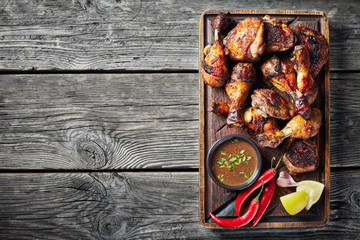 Canvas Print - hot Grilled Jamaican Jerk Chicken, close up