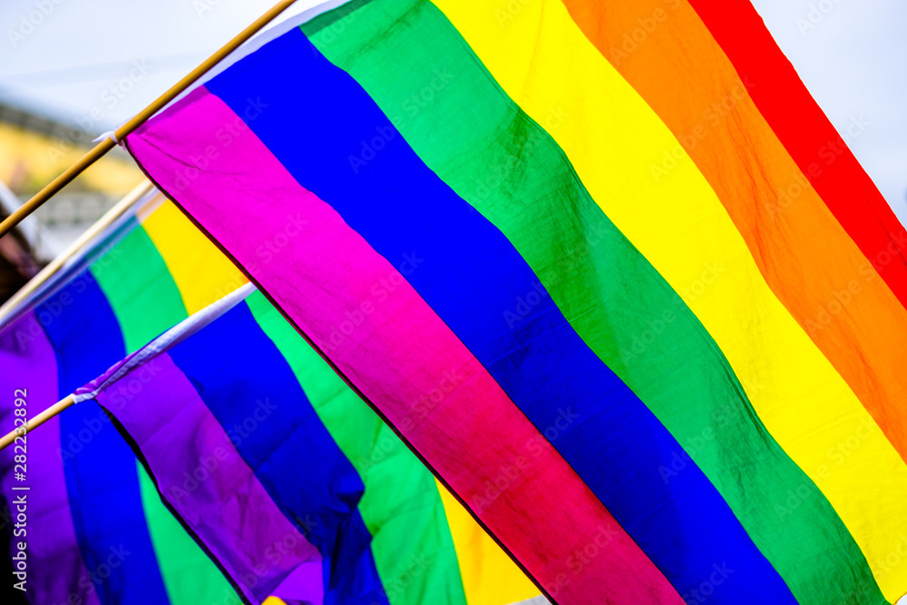rainbow flags - obrazy, fototapety, plakaty 