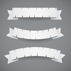 Wall Mural - set of white paper cut retro ribbons or flags