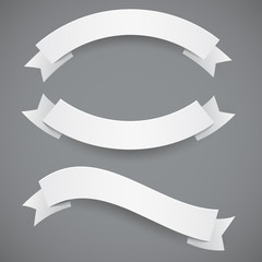 Wall Mural - set of white paper wavy ribbons or flags