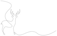 Deer Animal Line Draw Vector Illustration