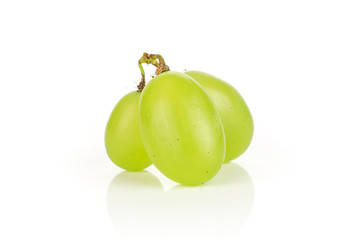 Group of three whole fresh green grape isolated on white background