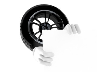 Poster - Car wheel character behind white wall