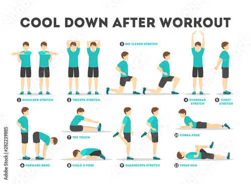 Fotomural Cool down after workout exercise set. Collection