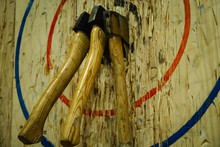 Axe Stick On The Bullseye Target In Throwing Axe New Trend Sport