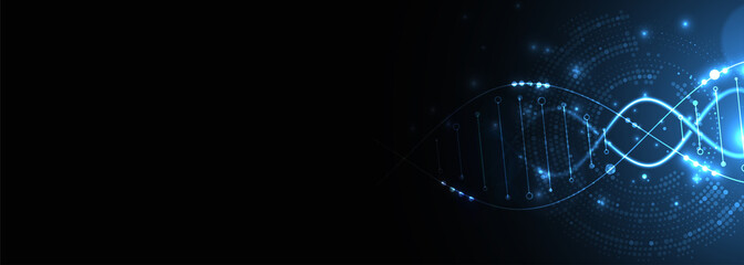 science template, wallpaper or banner with a dna molecules. vector illustration.