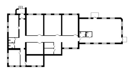 Modern office floor plan without furniture for your design. Vector black and white  blueprint. Architectural background. 