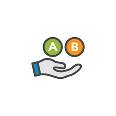 Testing, Trial, and Research Icon w A and B letters