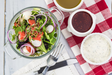 Wall Mural - Bowl of salad with smocked salmon.