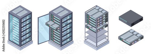 Fotografía Isometric servers, data storages vector