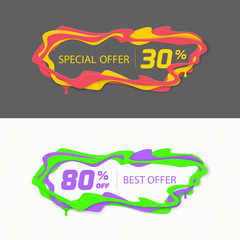 Wall Mural - sale banners of intersecting wavy lines on light and dark background. advertising design shapes. pap
