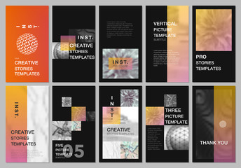 Wall Mural - Creative social networks stories design, vertical banner or flyer templates with colorful gradient backgrounds. Covers design templates for flyer, leaflet, brochure, presentation, advertising.