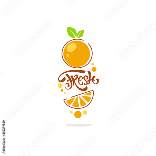 Bright Line Art Sticker Emblem And Logo For Citrus Fruit Fresh