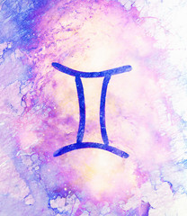 Fotobehang - Hand drawn horoscope astrology symbols, color background.