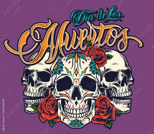 Mexican Day of Dead colorful print
