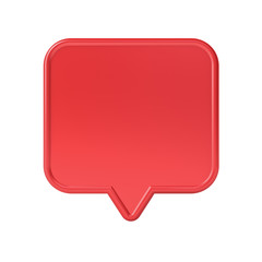 Poster - Blank red social media notification speech bubble pin isolated on white background 3D rendering