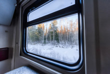 View Of The Window Of A Moving Passenger Train.