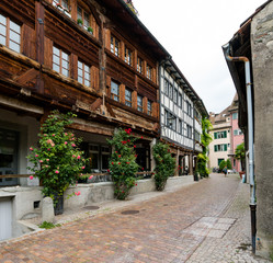 Poster - narrow streets with historic houses in the old town of the city of Rapperswil