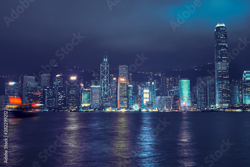 Obraz na plátně Hong Kong skyline at night