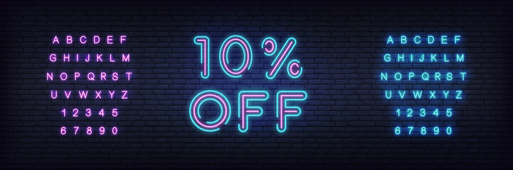 Poster - Sale neon template. Neon sale discount offer template