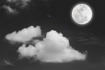Wall Mural - full moon with starry and clouds background. romantic night.