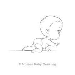 Wall Mural - little baby of 10 month. physical, emotional development milestones in first year. cute little baby 