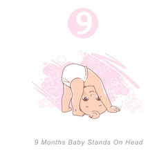 Wall Mural - little baby of 9 month. physical, emotional development milestones in first year. cute little baby b