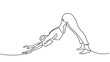 © Valenty - One line drawing. Woman doing yoga dog pose