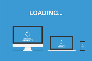 Wall Mural - loading or update set of device. isolated vector template. software system updating personal compute